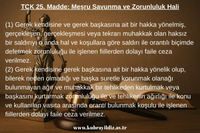 TCK 25. Madde Meşru Savunma ve Zorunluluk Hali
