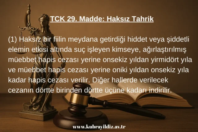 TCK 29. Madde Haksız Tahrik